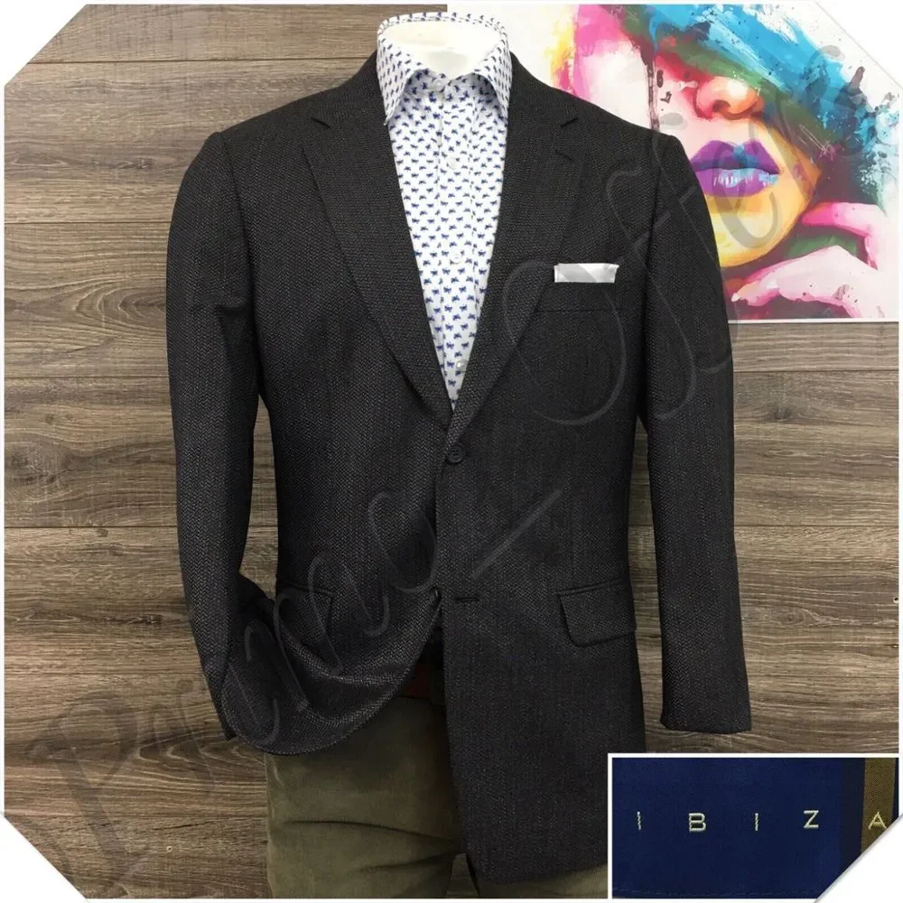IBIZA Mens Blazer Sport‎ Coat Casual Jacket Size 42R Two Button Cotton Suit